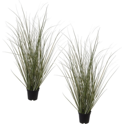 Set van 2x stuks groene duingras Ammophila Arenaria kunstplanten in zwarte kunststof pot 50 cm -