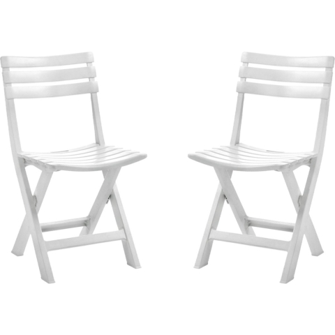 Set van 2x stuks witte kunststof klapstoelen voor binnen en buiten -