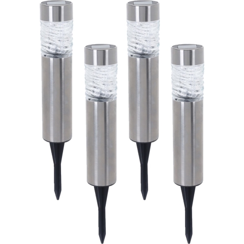 Set van 8x stuks solar tuinlampen/prikspots op zonne-energie 39 cm Rvs met glas -