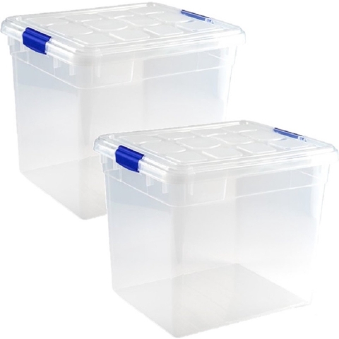 3x Opslagbakken/organizers met deksel 35 liter transparant -