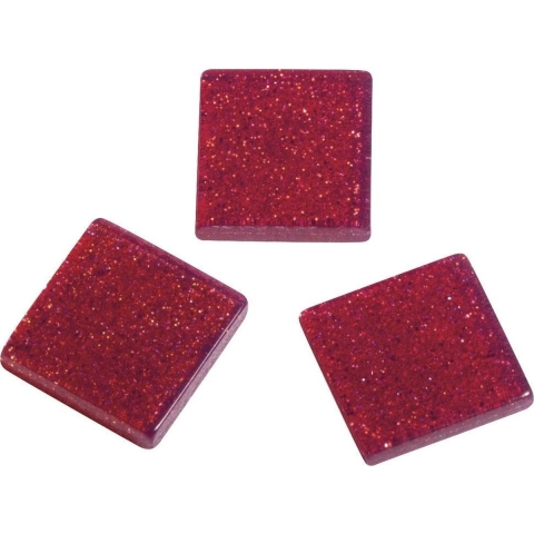 Rayher Mozaiek steentjes/tegeltjes - 615x stuks - rood - 1 cm - kunststof -