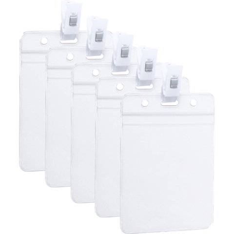 Multipack van 100x ID badgehouders met bevestigings clipje 8,5 x 12,2 cm -