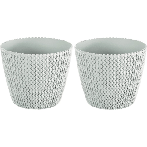 Plantenpot/bloempot - 3x - kunststof - parel wit - D22 x H19 cm - binnen/buiten -