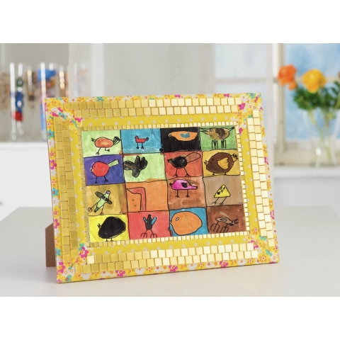 252x stuks mozaieken maken steentjes/tegels kleur geel 10 x 10 x 2 mm -