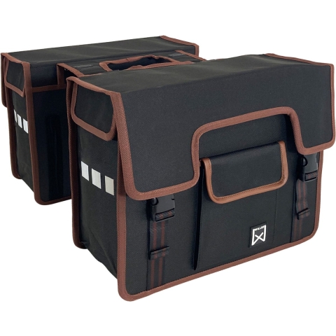 Dubbele fietstas Shopper 38L Zwart/Bruin