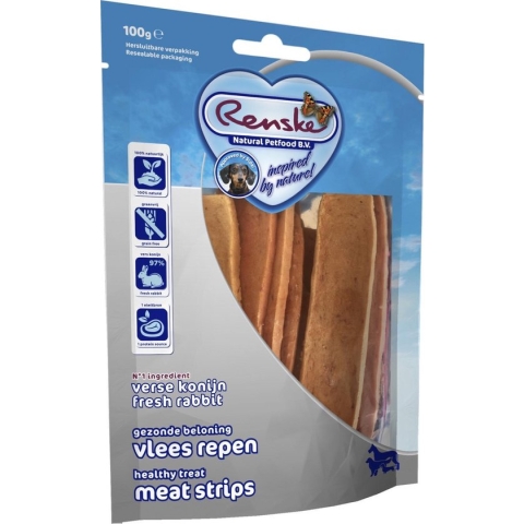 Renske Vleesrepen  - Hondensnacks - Konijn & Groente - 100 g