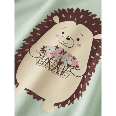 Name It Sweatshirt - NmfValona - Ragfijn Green/Egel - Name It - 5 jaar (110) - Sweatshirt