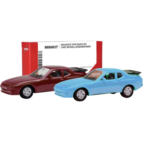 Herpa 012768-004 H0 Auto Porsche 944, rood en blauw