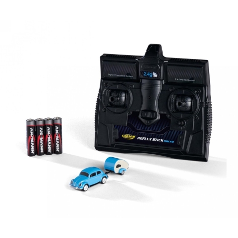 Carson Modellsport 500504148 VW Käfer mit Anhänger 1:87 RC auto Elektro Straatmodel Incl. accu, oplader en batterijen voor de zender