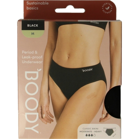 Boody Menstruatieondergoed Bikinislip Zwart Normaal/Hevig Maat M