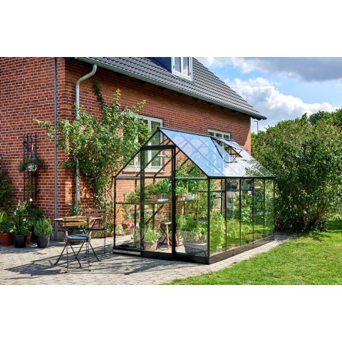 Tuinkas Qube 610 zwart, veiligheidsglas 3mm/1 - Royal well