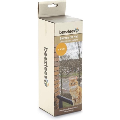 Beeztees - Kattennet - Voor Balkon - Transparant - 4x3 m