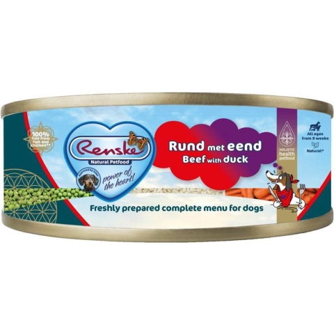 24x Renske Vers Gestoomd Complete Menu Hondenvoer Nat Rund - Eend 95 gr