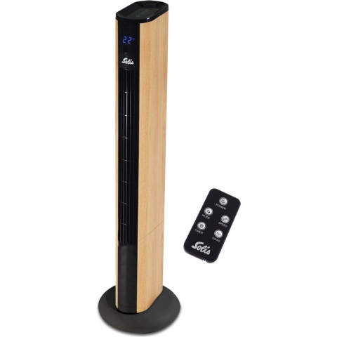 Solis Easy Breezy 757 Torenventilator - Ventilator Staand met Afstandsbediening - Timerfunctie - 44,8 dB - 91 cm Hoog - Wood Effect