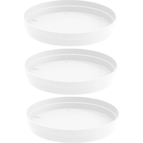 EDA Bloempot onderschaal Toscane - 3x stuks - kunststof - wit - D35 cm - opvangschalen -