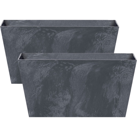 3x beton-look plantenbak/bloembak - kunststof - 60 x 31 x 31 cm - antraciet - voor buiten -