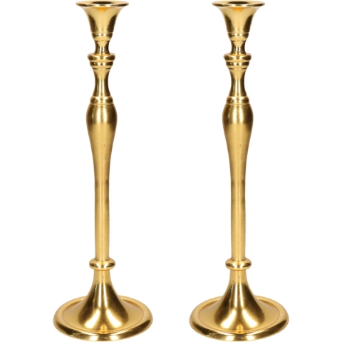Set van 2x stuks luxe kaarsenhouder/kandelaar klassiek goud metaal 10 x 10 x 33 cm -
