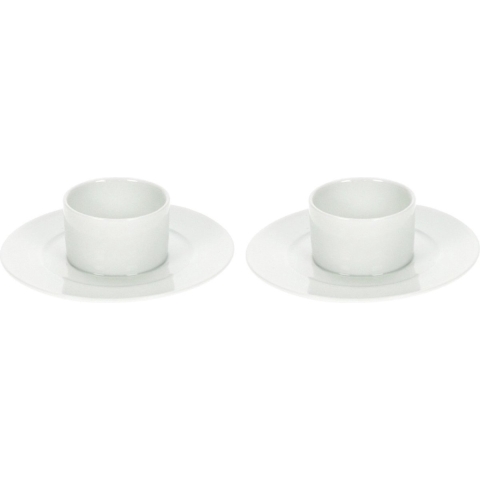 Set van 8x eierdopjes van porselein wit 11 cm -