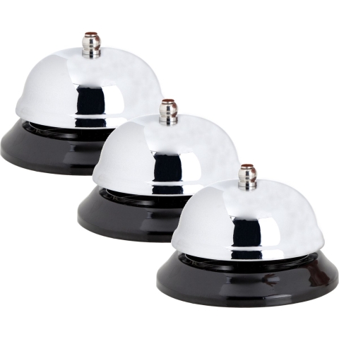 3x Stuks receptiebel/baliebel 8,5 cm zilver van metaal -