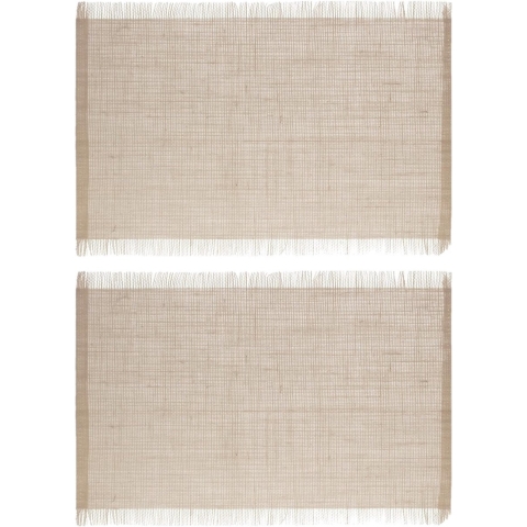 Secret de Gourmet Jute tafel placemat - Set van 8x stuks - beige - 45 x 30 cm - Onderleggers - met r -