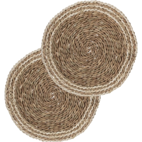 Secret de Gourmet ronde tafel placemat - Set van 10x stuks - zeegras naturel - 38 cm - Tafel onderle -