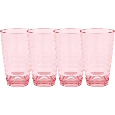 Set van 8x stuks onbreekbare kunststof camping drinkglazen rood 400 ml -