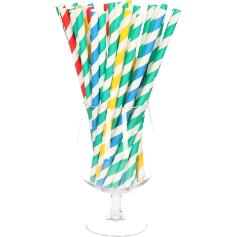 200x Duurzame papieren drinkrietjes gekleurd 21 cm -