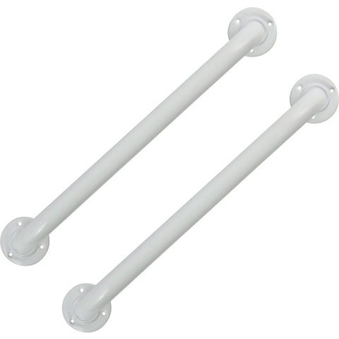 Badkamer/douche wand handgreep - 2x - rvs metaal - wit - 30 cm -