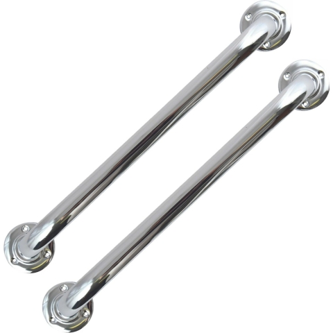 Badkamer/douche wand handgreep - 2x - rvs metaal - zilver - 30 cm -