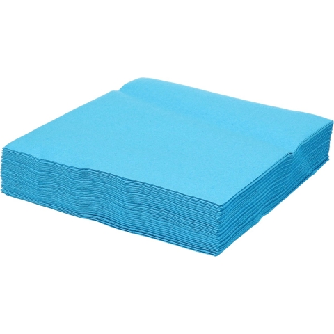 Santex Feest servetten - 100x stuks - aqua blauw - 40 x 40 cm - papier -