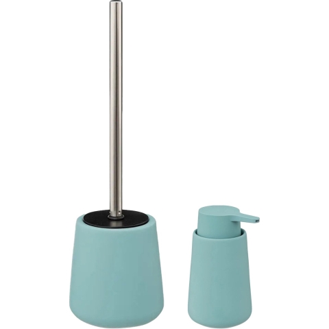 5Five Badkamer accessoires set - ijsblauw - zeeppompje en wc-borstel -