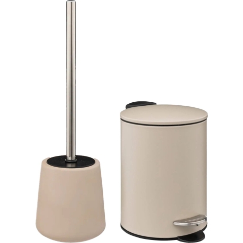 5Five Badkamer accessoires set - beige - pedaalemmer/wc-borstel -