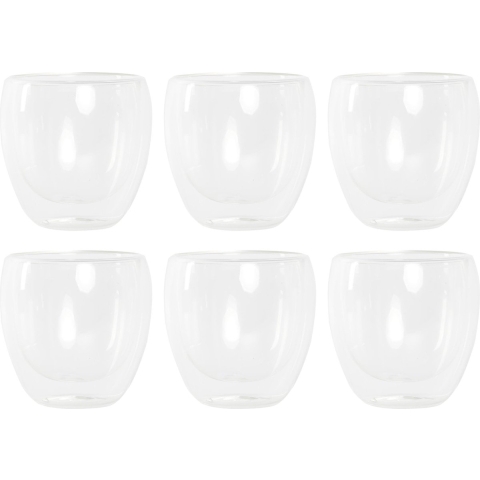 Koffieglazen/theeglazen dubbelwandig - set 6x - cappuccino glazen - 250 ml -