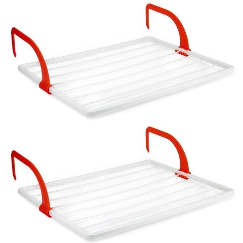 Inklapbaar klein wasrekje/droogrek - 2x - 4 meter waslijn - Ophangbaar - 50 x 62 cm -