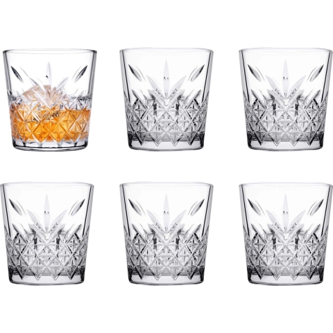 Whisky tumbler glazen - 12x - Timeless serie - transparant - 340 ml -