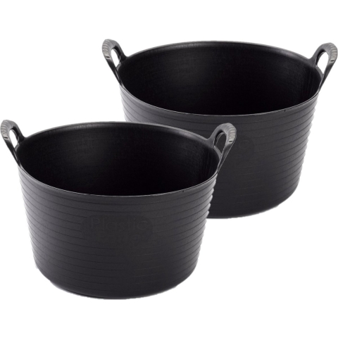 Set van 4x stuks flexibele emmer/wasmand zwart 56 liter -