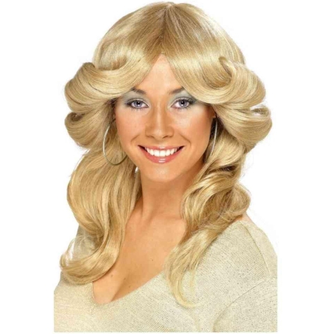 Sixties/Seventies verkleed pruik voor dames - blond - pruiken met lang golvend haar -
