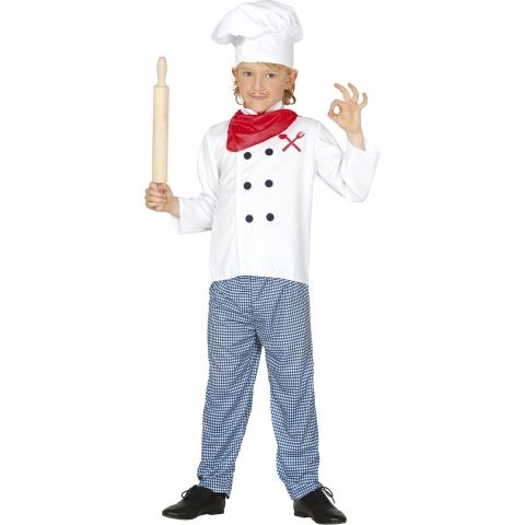 Chef/kok verkleed kostuum - wit - voor kinderen - 4-delig 5-6 jaar (110-116) -