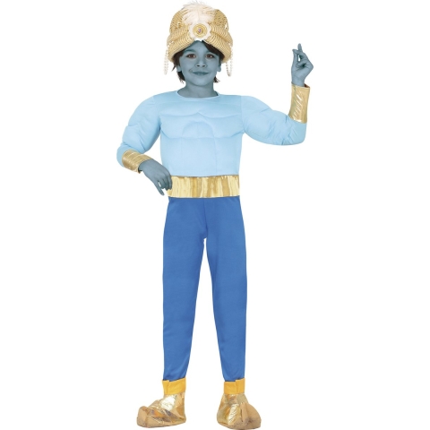 Geest in de lamp kostuum - blauw - voor jongens- geest djinn - 1001 nacht thema 5-6 jaar (110-116) -