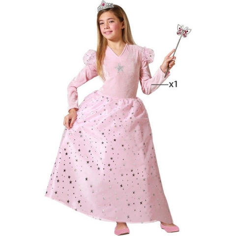 Prinsessen verkleed jurk luxe - roze - met sterren - Fee/prinses - voor kinderen 116 (5-6 jaar) -