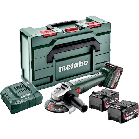 Metabo W 18 L 9-125 Quick 18V Li-ion Accu Haakse Slijper Set (3x 4.0Ah Li-Power Accu) In MetaBOX