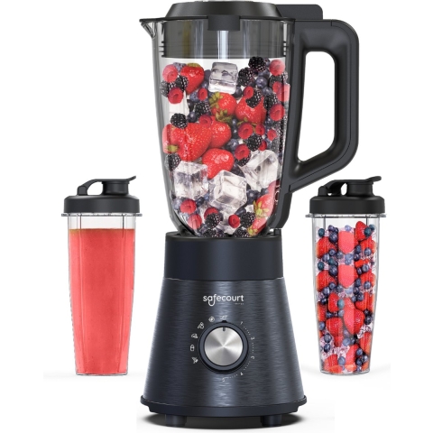 Safecourt Kitchen Power blender - 5 automatische programma's - Smoothie maker - 1300 Watt - Zwart