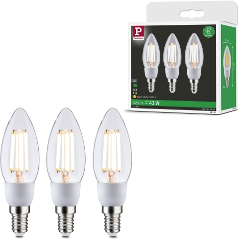 Paulmann 29133 LED-lamp Energielabel A (A - G) E14 2.5 W Warmwit (Ø x h) 35 mm x 113 mm 3 stuk(s)