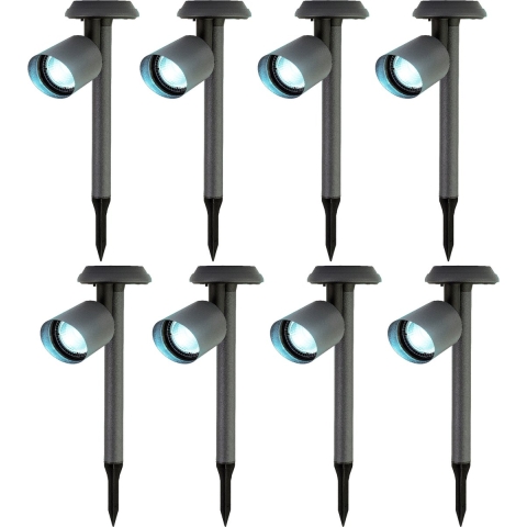 8x stuks solar prikspots/tuinspots - metaal - zwart - H26 cm -