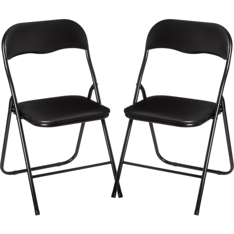 5Five Klapstoel met pvc zitting - 4x stuks - zwart - 44 x 48 x 79 cm - metaal -