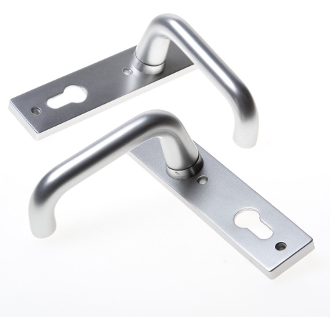 Nemef 3252 P Beslag kortschild afgerond | D kruk-kruk | beslagset | geveerd | krukstift 8mm | F1 aluminium | PC72-PC72 - 9325216720