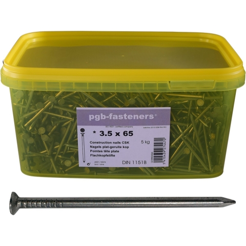 pgb-Europe PGB-FASTENERS | Nagel plat kop D.1151B Ø 5,00x125 (emmer) 000NPK00000500125M