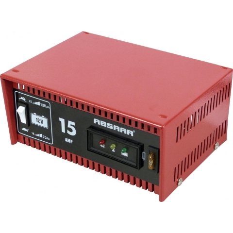 Absaar Acculader 12 Volt 18-120 Ah 15 Ampère Rood