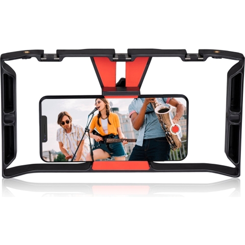 Grundig Smartphone Video Rig - Handgrip - Zwart/ Rood