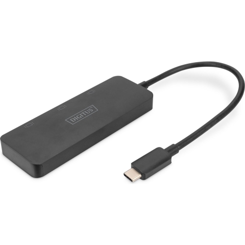 Digitus DS-45333 HDMI / USB-C Adapter [1x USB-C - 3x HDMI-bus] Zwart Zonder laadbus, 4K UHD